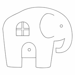 Fruit and vegetables shaped house coloring page simple and minimal line art illustration on white background