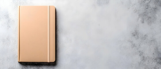 Beige Notebook On Light Gray Background