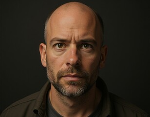 Obraz premium Close-up Portrait of a Serious Middle-Aged Man