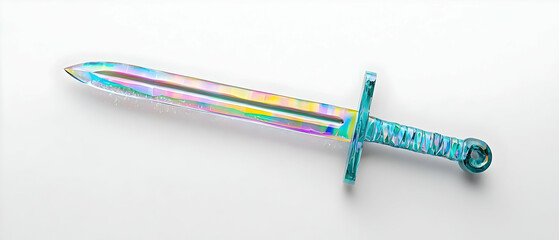 Colorful Iridescent Sword On White Background