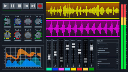 Digital audio workstation interface. Music production and editing software
