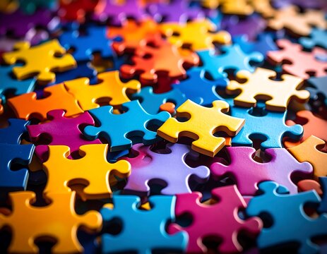 Colorful jigsaw puzzle pieces