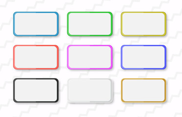 Set of Colorful Blank Rectangle Labels and Buttons