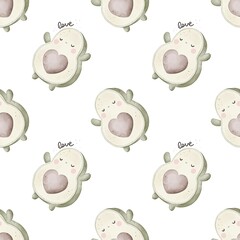 Seamless pattern with cartoon avocado. colorful illustration. hand drawing, flat style.design for fabric, print, textile, wrapper