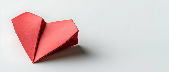 Red Origami Heart On White Background