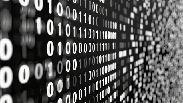Abstract binary code visualization with depth of field effect