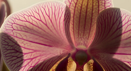 Macro Image Of Phalaenopsis Orchid With Delicate Veins And Shadows