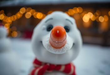 Naklejka premium close up of a snowman with a nose ring