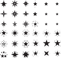 Star Icon Set with Surrounding Small Stars