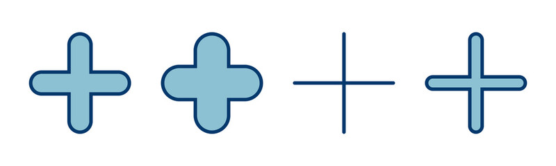 Plus Icon vector isolated on white background. Add plus icon. Addition sign. Medical Plus icon