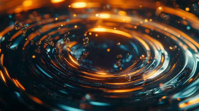 Abstract Water Ripple Texture with Dynamic Motion Fluid Surface Detail in Blue and Orange Light Effects Seamless for Adobe Stock Photo