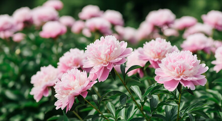 Blooming Peonies Captivating Pink Blooms in Garden Springtime