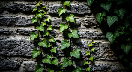 Ivy Adorning An Ancient Stone Wall Revealing Nature's Enduring Beauty