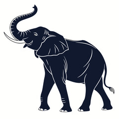 silhouette elephant on white background