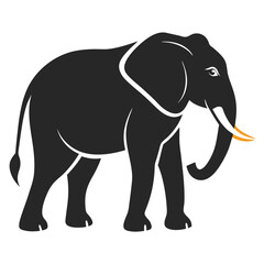 silhouette elephant on white background