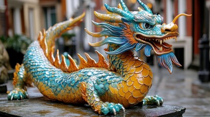 Obraz premium Ornate Chinese dragon statue