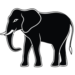 silhouette elephant on white background