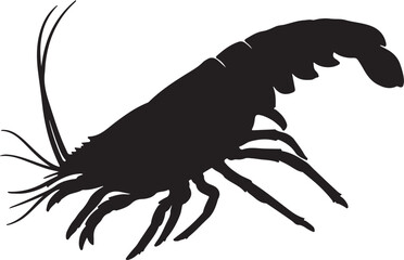 Northern Lobster Side View Silhouettes