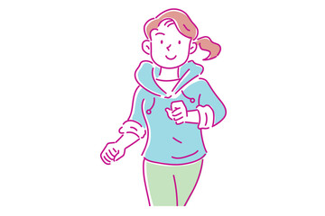 ダイエットで気持ちよくランニングする若い女性