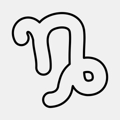 Icon capricorn. Zodiac horoscope elements. Icon in line style.