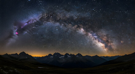 Fototapeta premium Milky Way Over Majestic Mountain Range Under A Starry Night Sky