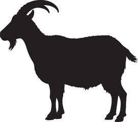 Spanish Goat Side View Silhouettes