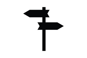 black direction signpost icon. street way signpost icon.