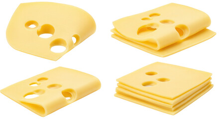 Swiss cheese slices close-up, ingredient for sandwiches isolated PNG with Transparent Background