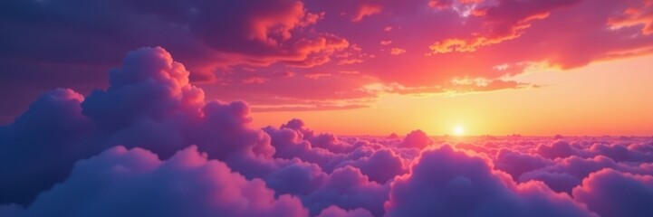 Obraz premium Fiery orange and purple hues paint the twilight sky, clouds glow softly , sunset, astral