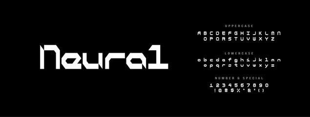 Modern Geometric Neural Font perfect for branding design projects logos and stylish typography applications offering a clean and scalable typeface