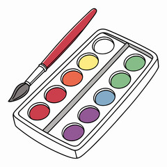 Watercolor paint set with brush colorful art supplies