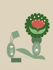 vector illustration of a green garden flowers