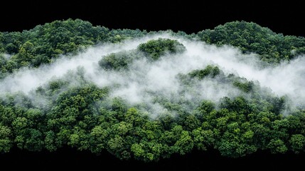 Fototapeta premium Misty Green Hillside at Night with Fog and Stars