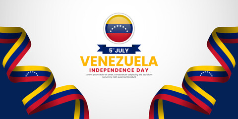 Venezuela Independence day banner background 5th of July design element with realistic waving flag