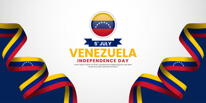 Venezuela Independence day banner background 5th of July design element with realistic waving flag