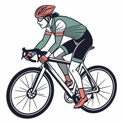 Obraz premium Cyclist riding road bike, clean cutout, transparent background