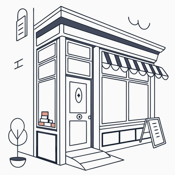 Charming corner store building exterior illustration