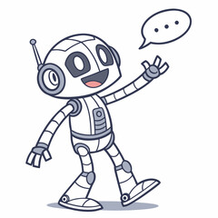 Friendly robot character design, isolated, transparent background