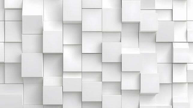 Abstract pattern of interlocking white cubes.