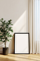 Background: Minimalist modern interior design showcasing the harmonious combination of natural light and plants