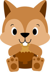 Stylized Squirrel with Acorn: Simple Graphic Illustration.