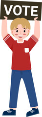 Boy Holding Vote Sign, Civic Engagement Illustration