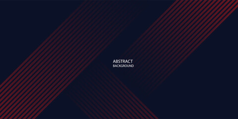 Abstract banner design. Red diagonal lines on dark blue background. Modern graphic. Futuristic technology concept. Suit for cover, header, business, presentation, website, flyer