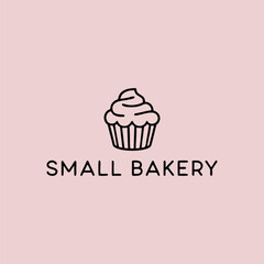 A stylish logo design incorporating a cute cupcake graphic and delicate font, ideal for a small bakery specializing in homemade treats.