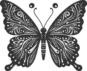 Butterfly floral decoration style silhouette vector illustration