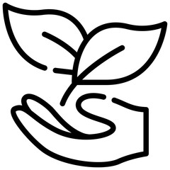 hand support sprout seedling world environment simple line icon