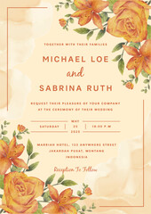 Hand drawn elegant beautiful floral wedding invitation card template 