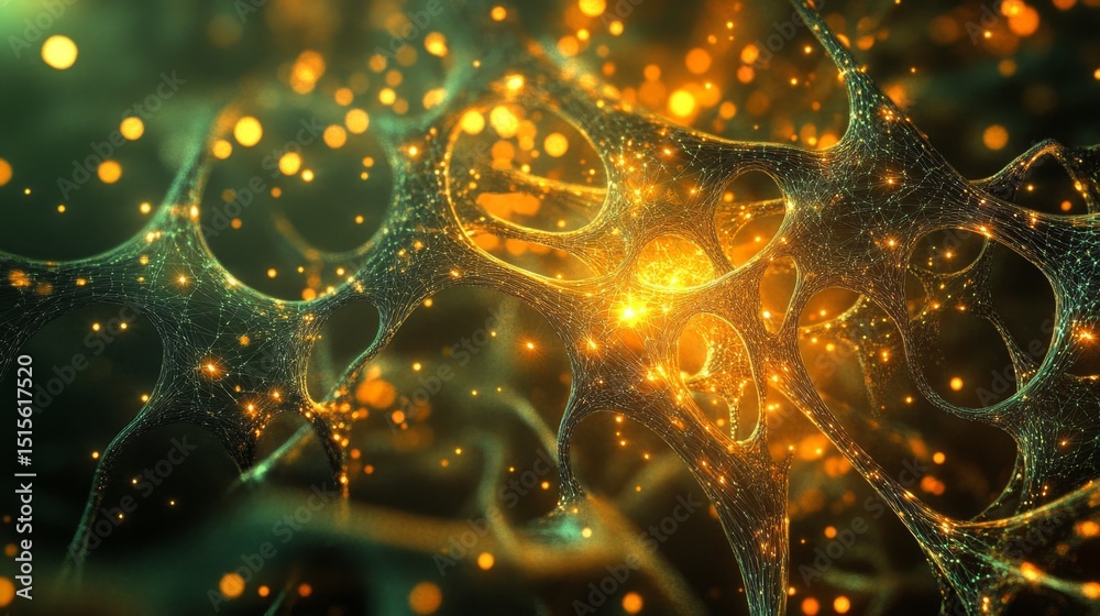 Poster illuminating digital tendrils of information branching in abstract space visual data representation 