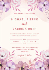 Hand drawn elegant beautiful floral wedding invitation card template 
