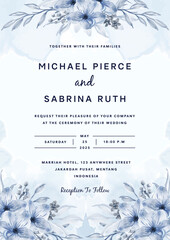 Hand drawn elegant beautiful floral wedding invitation card template 